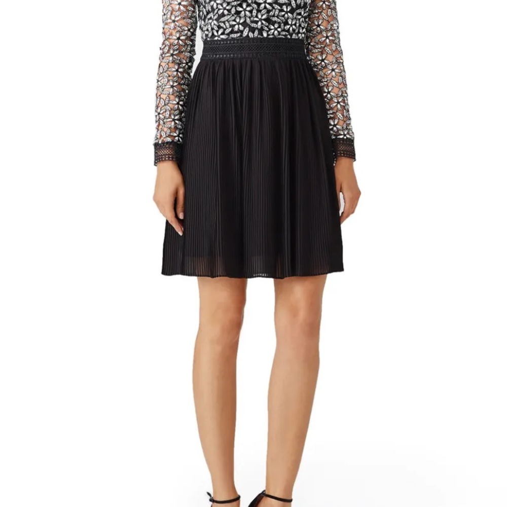 Alexia Admor Black Pleated Illusion Dress